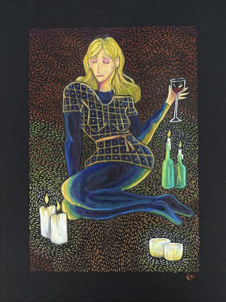 The girl with the glass of red wine av Georg August Bøgle Lund